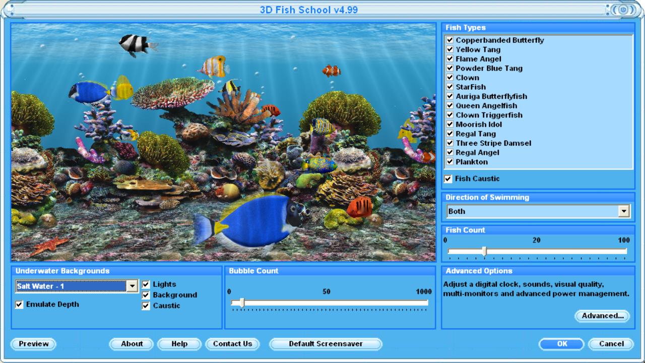 3D Fish School Screensaver Free Aquarium Tank Windows 10 Download