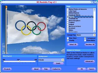 3d olympic flag screen saver