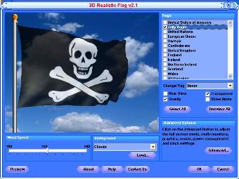3d pirate flag screen saver