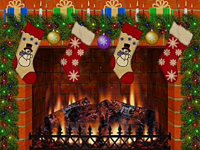 Windows 8 Christmas Decorated Fireplace full